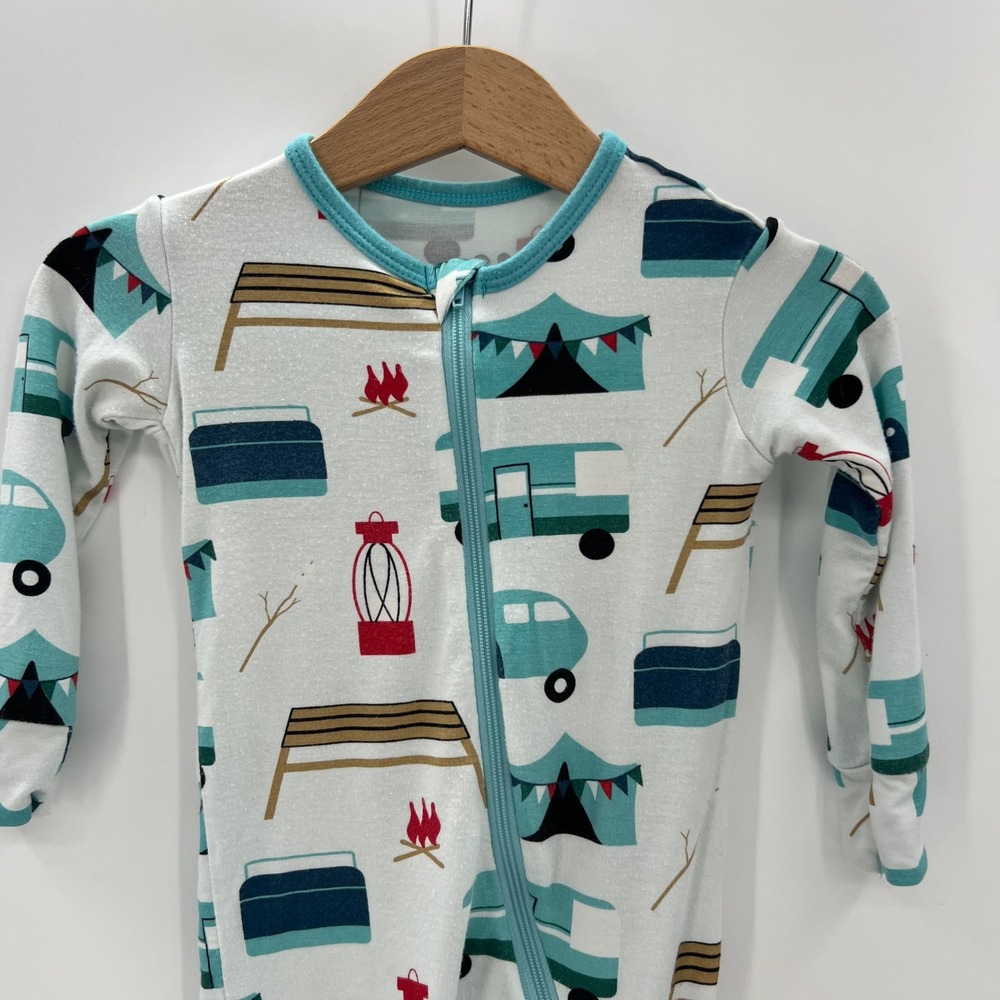 KicKee Pants Camping Print Bamboo Viscose Footless Romper Pajamas 12-18 Months - Picture 7 of 8